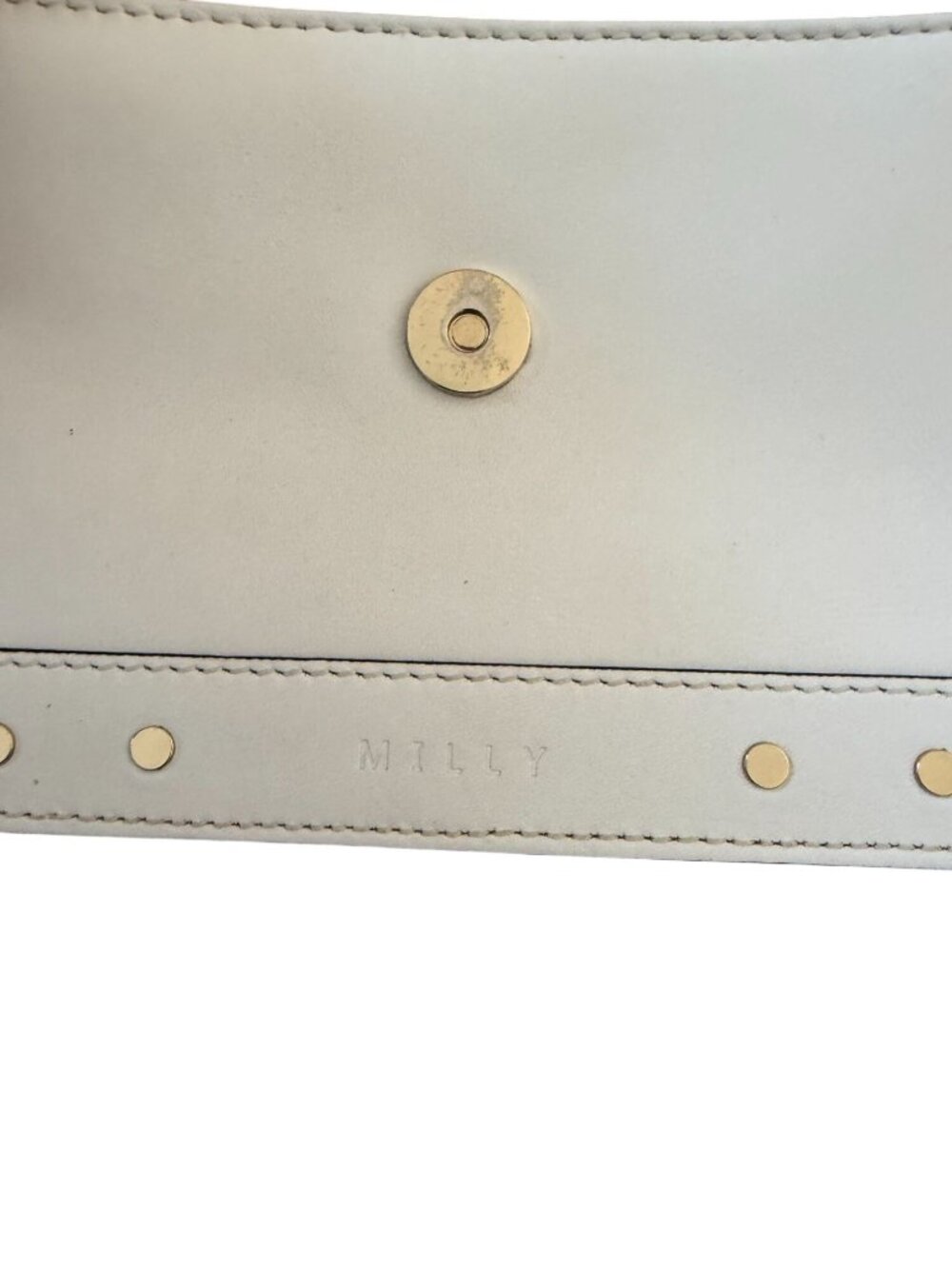 MILLY Hologram White Leather Studded Chain Crossbody Bag - Picture 8 of 11